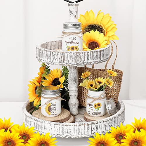 Nefelibata 3Pcs Sunflower Mini Mason Jars Sunflower Decors You Are My Sunshine Centerpiece Fall Farmhouse Tiered Tray Decors Hello Sunshine Vintage Floral Rustic Kitchen Home Decors Gift Ideas #TOP1