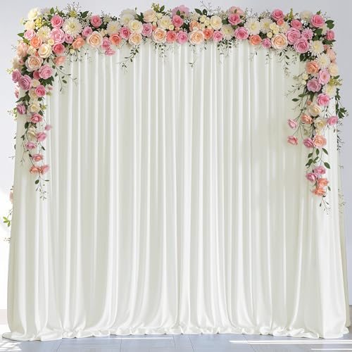 Wokceer Ivory Backdrop Curtain for Wedding Parties Backdrop Drapes 10x8FT