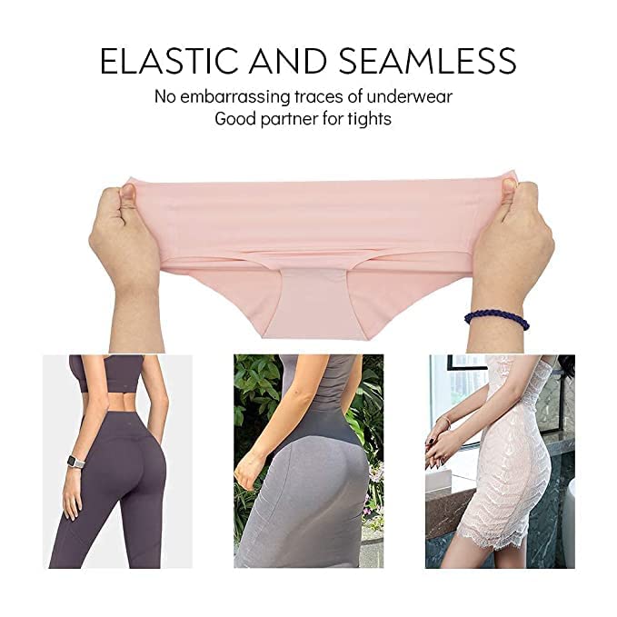Image of LOURYN KOULYN Women /Girls Ice Silk Seamless Panty No Show Laser Cut Invisible Pantie Smooth Stretch Women Hipster Panties for Women Daily Use (Color May Very)