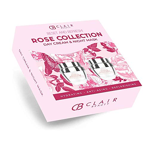 CLAIR BEAUTY Rose Anti Aging Day Cream & Sleep Mask Collection Gift Set - Moisturizing, Firming, Lifting & Rejuvenating | Reduces Wrinkles & Fine Lines | Tones & Smooths Skin | Made in Korea