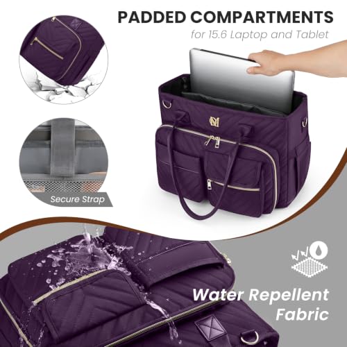 Image of Teacher Tote Bag for Women,Laptop Work Bag for Business Travel,Quilted Nurse Bible Computer Bag Briefcase Gift