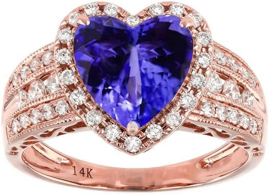 10K 14K 18K Gold 2 Carat Heart Shaped Gemstone Engagement Rings for Women with Moissanites/Diamonds Heart Gemstone Promise Anniversary Ring for Her Size 3-16