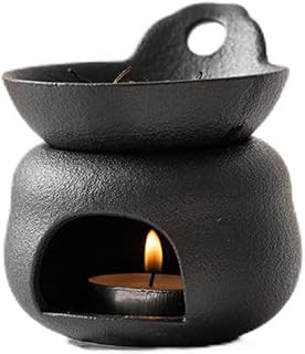 Delicate Romantic Metal Tealight Candle Holder Oil Tart Burner Aroma Diffuser Furnace Home Decoration Split Design Black