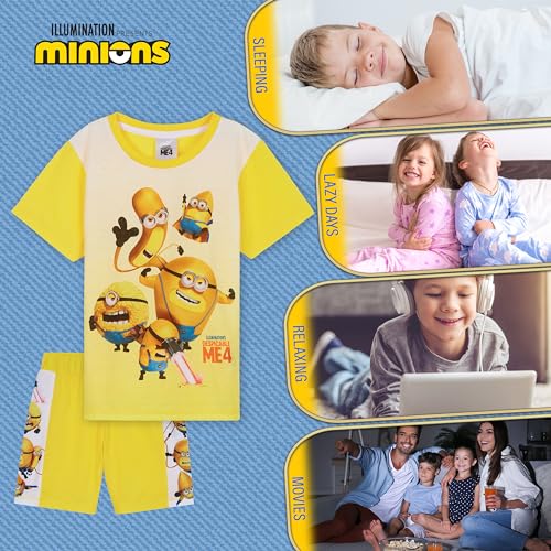 Pyjashort Minions garçon jaune moutarde ensemble d'été 11-12 ans