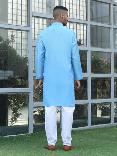 Image of KRAFT INDIA Men's Cotton Kurta Pyjama Set | Woven Design Traditional Ethnic Wear | Festive, Wedding & Casual Outfit | Comfortable & Breathable Fabric