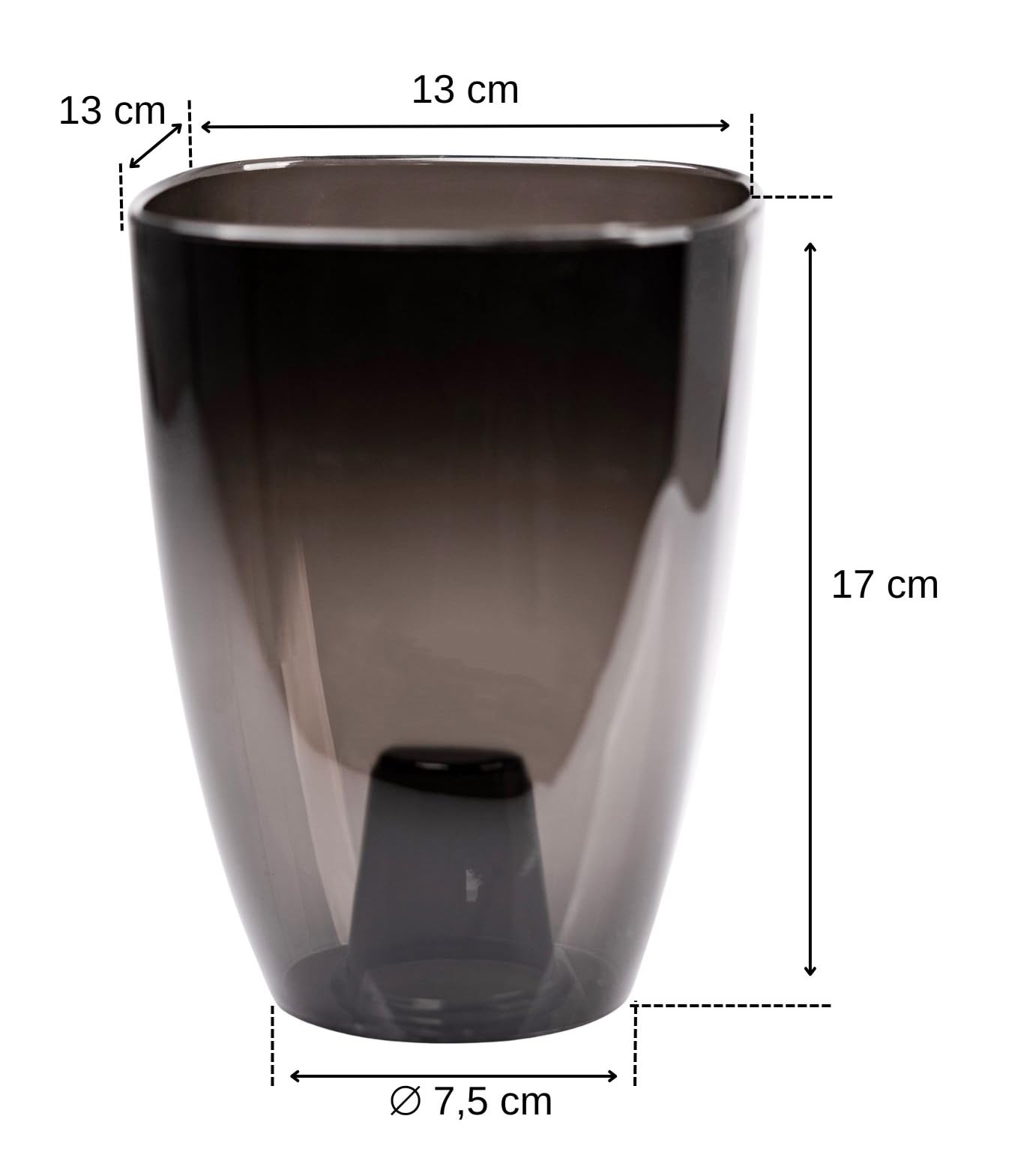 OMAGO® Zestaw 3 półtransparentnych osłonek na storczyka 12 cm, eleganckie grafitowe doniczki do wnętrz, czarne osłony do storczyków i roślin domowych