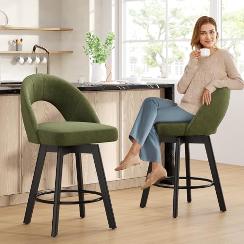 Image of YaFiti 24 inch Counter Height Swivel Bar Stools Set of 4, Green