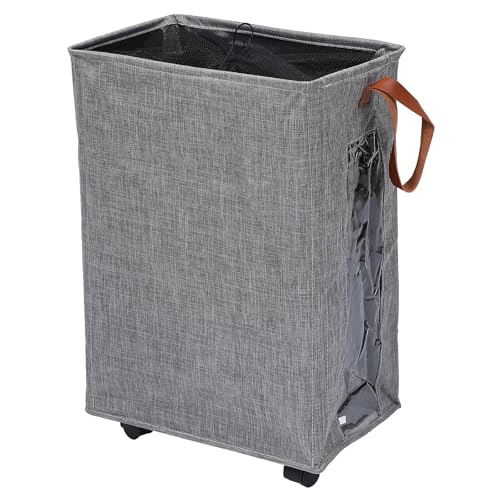 NULYLU Cesto de Ropa Sucia Plegable de Tela Ruedas 60L Organizador para Dormitorio y Baño Asas y Estructura Resistente