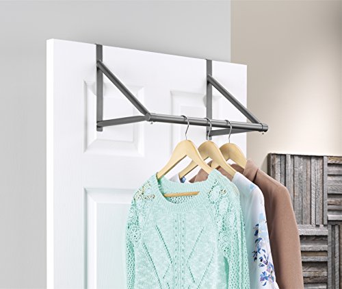 Whitmor Over The Door Hanger, Over The Door Clothes Hanging Rack, Black, Gunmetal, GUNMETAL - Image 2
