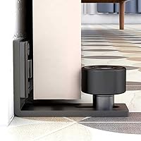 Vista 2 de Adjustable Floor Guide Sliding Barn Door Floor Guide Wall/Door Bottom Guide Black (Black 2-Pack)
