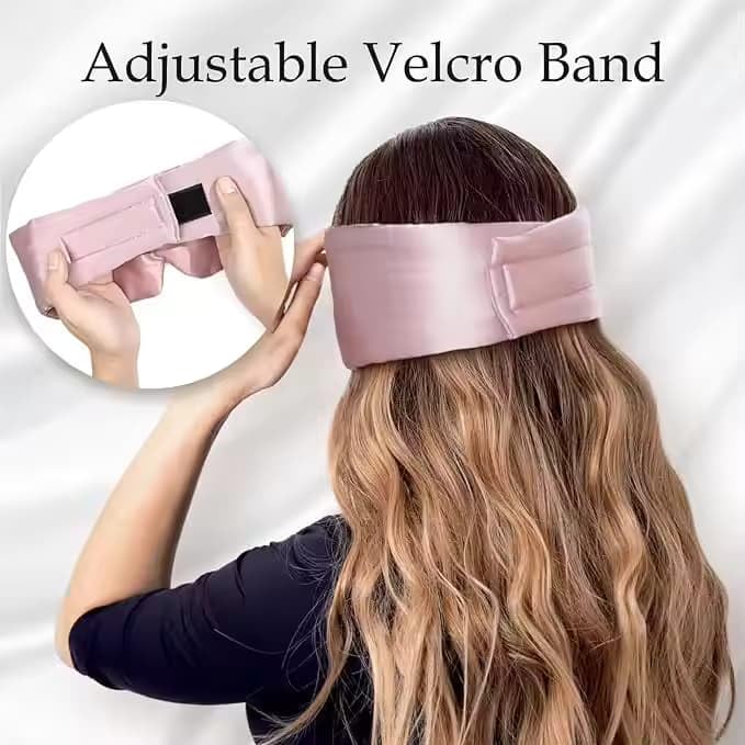 Mascherina per dormire in 100% seta di gelso, grande copertura per gli occhi regolabile per dormire, confortevole, senza pressione e traspirante, per donne e uomini, rosa