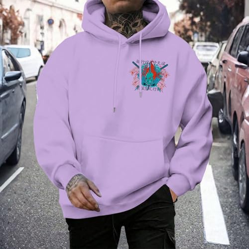 Japanese Hoodies for Men - Japanese Warrior Dragon Printed Pullover Hoodies - Loose Fit Pullover Top Fashion Clothes3