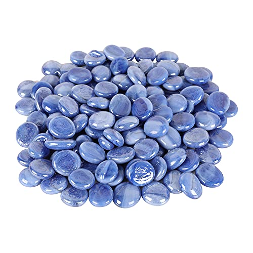 Image of Color Stone Decorative Shiny Glossy Flower Glass Pebbles for Vase Fillers Plant Pots Home Table Garden & Outdoor Decoration (Blue 2Kg)