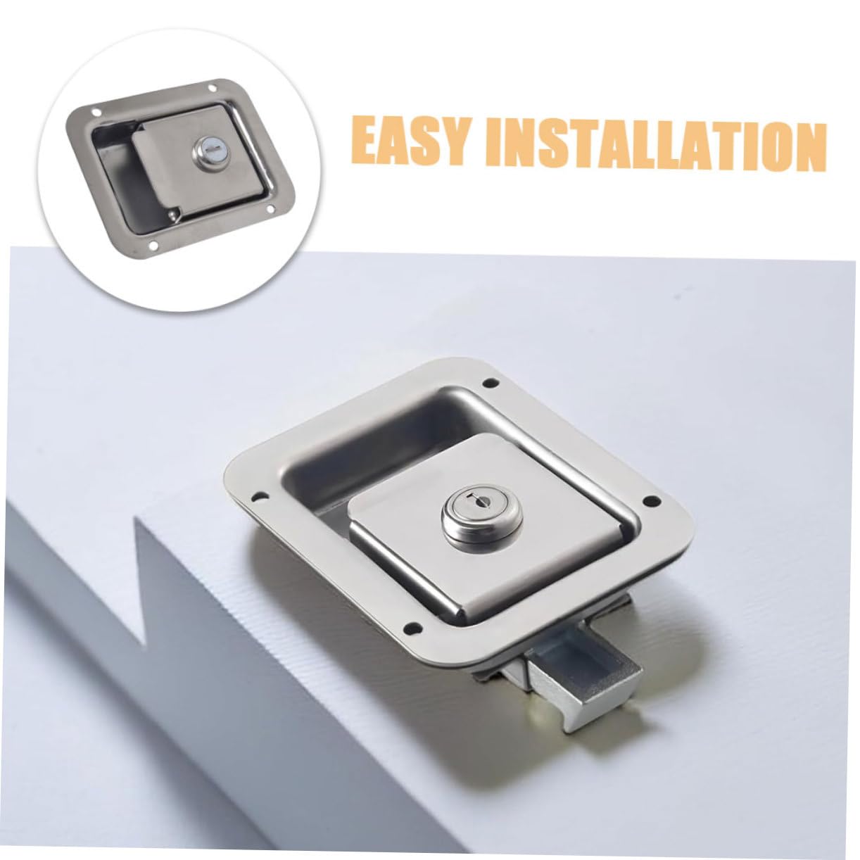 Mobestech Cerradura de Paleta para Caja de Herramientas de RV en Acero Inoxidable Plata Alta Seguridad y Diseño Moderno para Remolques y Cajas de Herramientas