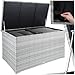 tectake® Aluminium Polyrattan Aufbewahrungsbox mit Deckel, 750L, Gartenkiste wetterfest, Gartenbox mit Gasdruckfedern, Garten Auflagenbox, UV-beständig, rostfrei, Stauraum, 145x82,5x79,5 cm - hellgrau