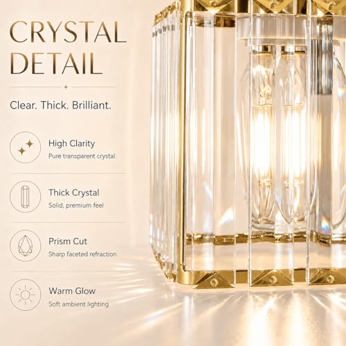 Image of Lxybcce Bathroom Vanity Lights Over Mirror - Easy Installation with Clear Guide, 5-Light Shadow-Free Design, Gold Crystal Finish - for Modern Home Bathroom Lighting Fixtures in DIY Projects