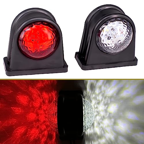 2X 8 luces Indicadoras Laterales LED 12 / 24V Lámpara Lateral del Remolque Advertencia de Doble Cara Luz Roja Blanca para la Caravana de RV