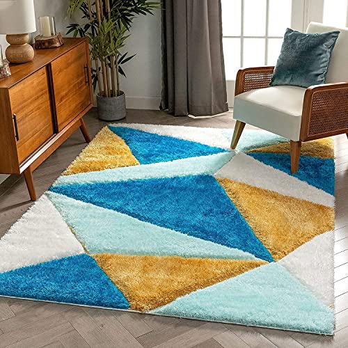 Image of Modern Soft 3D Shaggy Fur Carpets for Living Room Thick Fluffy Rugs for Bedroom, 5x5 Feet Square Multi Color