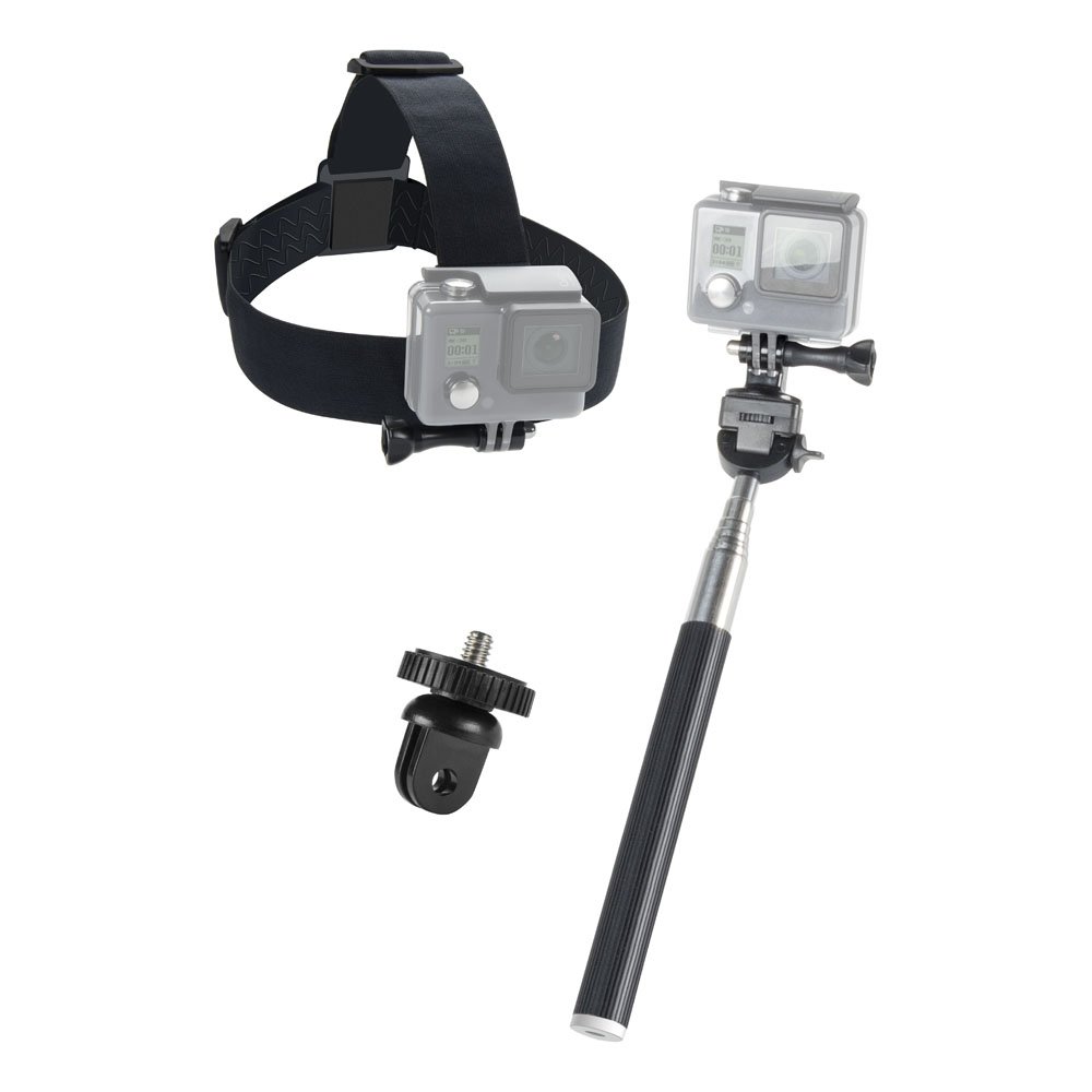Speedlink Starter-Kit für GoPro - Zubehör für Action-Cams - Selfie-Stick - Verstellbare Action-Cam-Halterung für Kopf und Helm - schwarz