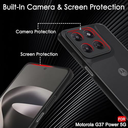 Image of TheGiftKart Hybrid Shockproof Back Cover Case for Motorola Moto G37 Power 5G | Camera Protection Module | Hard Back Cover Case for Moto G37 Power (PC & TPU, Translucent Smoke Matte Back, Black Sides)