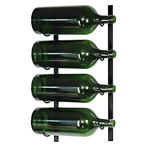 Large Format Bottle Metal Hanging Wall Mounted Wine Rack (Black)