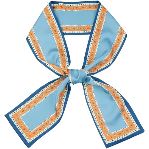 Women's Contrast Color Vintage Scarf, Skinny Long Hair Ribbon Handbag Handle Wrap Neck Tie Scarves Neckerchief