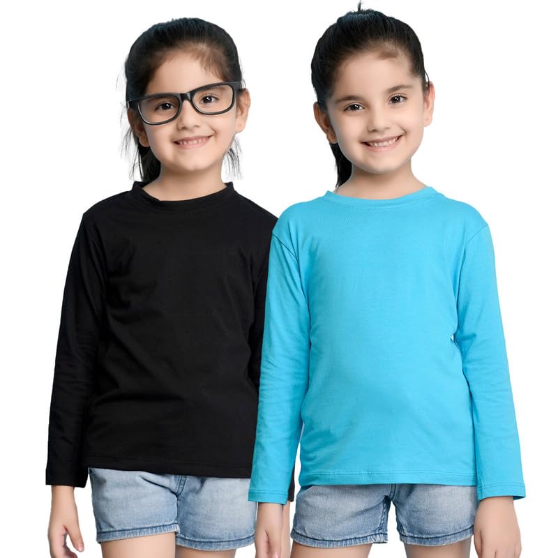 Image of Nusyl Girls Full Sleeves T-Shirt for Kids | Cute Printed Casual Wear | Soft Cotton Blend | Comfortable Regular Fit | 2-16 Years | Multiple Colors