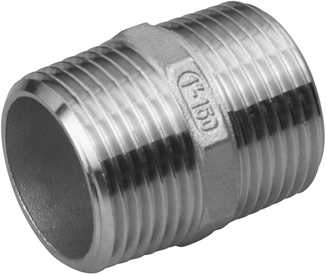 Double4love 1/2" Male Hex Nipple Stainless Steel 316 Threaded Pipe Fitting BSPT