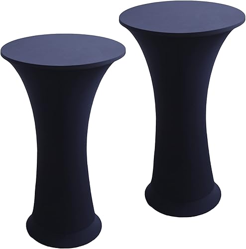 Mantel redondo elástico de elastano, paquete de 2 unidades de 24 x 43 pulgadas, ajustable, para mesa de cóctel, parte superior alta, para bar, boda,