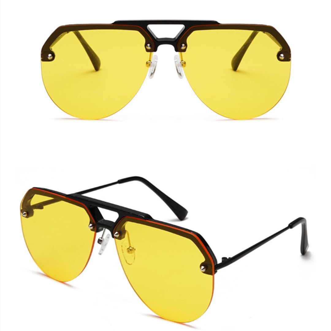 Gafas de sol con protección UV400 | Lentes de colores con remache ovalado y doble puente | Para mujeres, hombres, deportes al aire libre y conducción