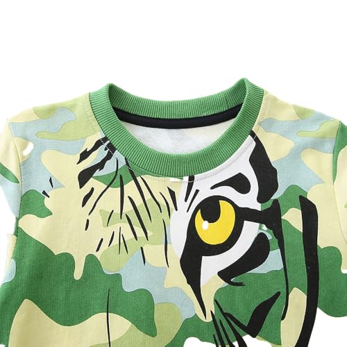 Toddler Boys Long Sleeve Shirts 3D Tiger Sweatshirt Camo Casual Wear3
