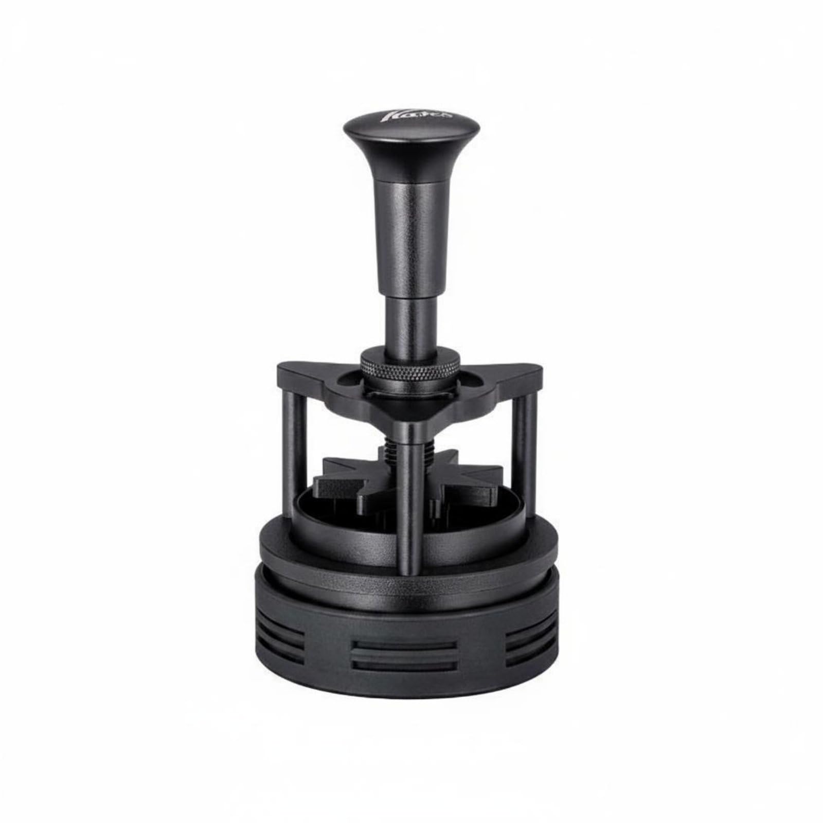 perfk Distributore Caffè Espresso Livellatore Macinato Strumento Rotante Imbuto Misuratore Meccanismo a Pressione con Rotazione Profondità Regolabile Adatto a Preparazione Espresso, 58MM