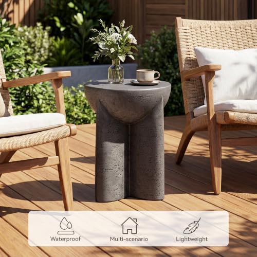 Image of COSIEST Outdoor Patio Side Table, Lightweight MgO Concrete Accent Table