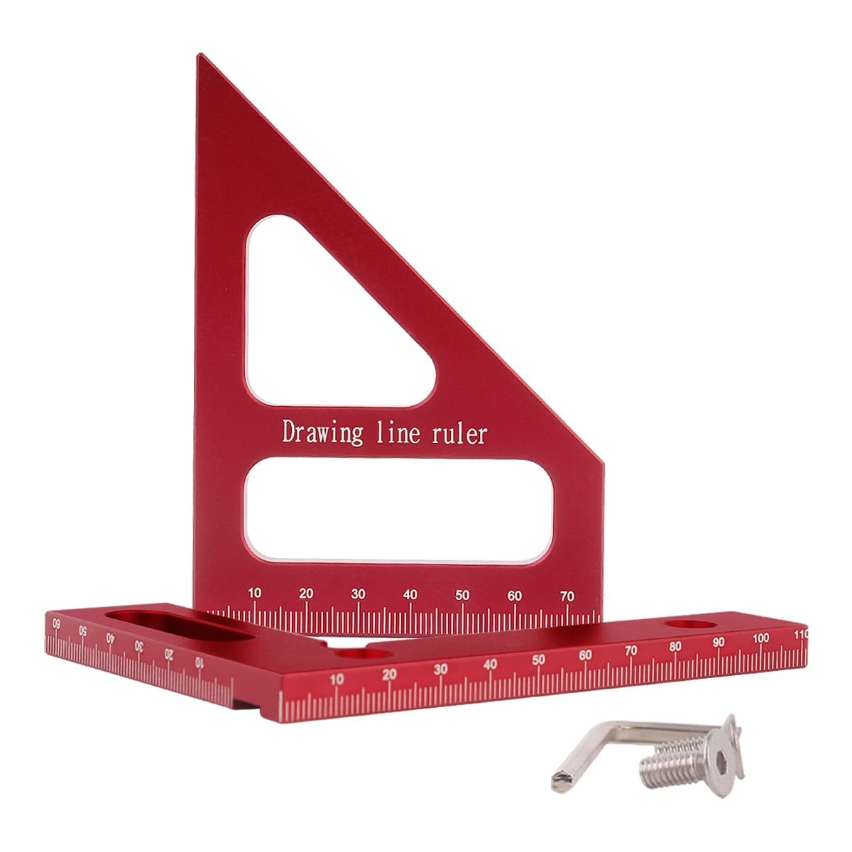 3D Multi-Angle Measuring Ruler, 45/90 Degree Aluminum Alloy Woodworking Square Protractor, Drawing Line Rulers - Image 2