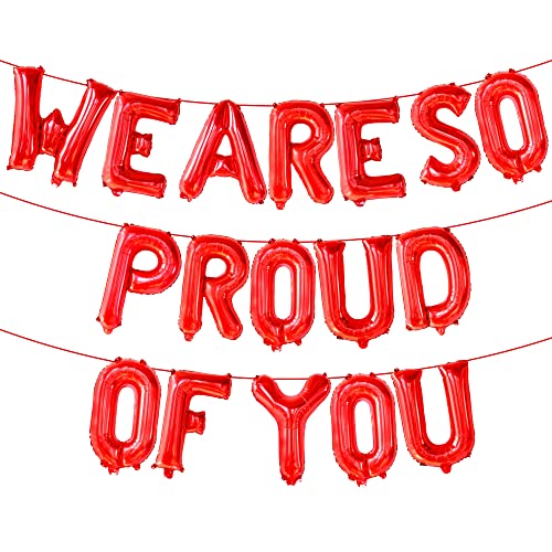 Image of We Are So Proud Of You Balloons - 16 Inch, Red Congratulations Balloon | Army Balloons for Congratulations Decorations | Graduation Banner for Red Graduation Decorations 2026 - KatchOn