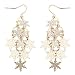 Lux Accessories Goldtone Xmass Holiday Snowflake Waterfall Chandelier Earrings