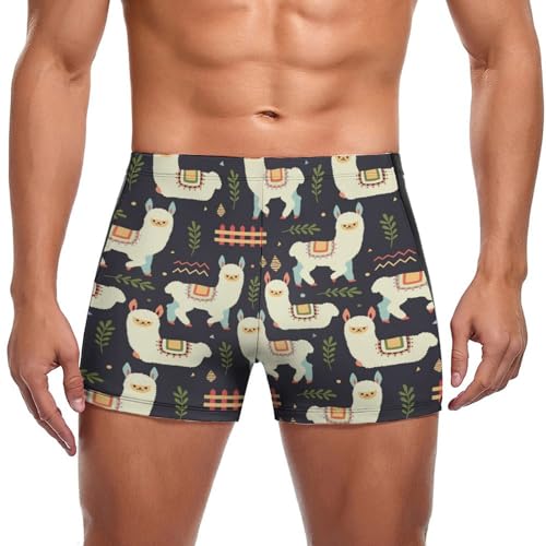 Boxer de bain homme original rigolo imprimé alpaga pour piscine et mer
