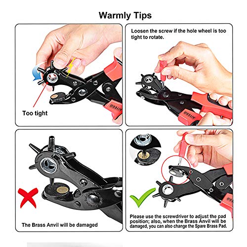 Belt Hole Puncher, Multi-hole Sizes Revolving Leather Punch Tool, Leather Hole Punch for Belts, Watch Band, Handbags, Plastic, Cardboard, Crafts