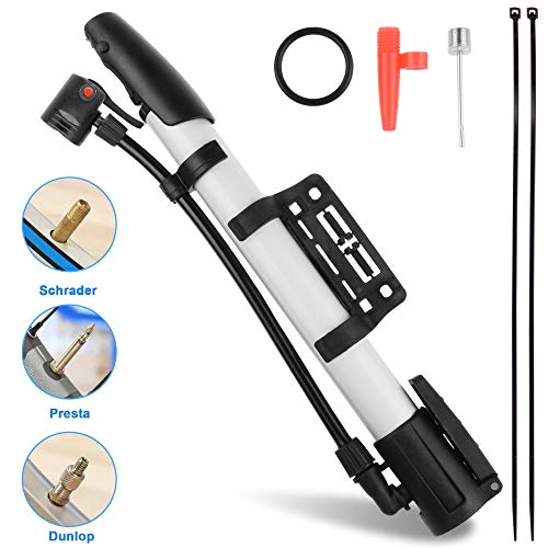 Bicycle Pump,Bike Pump,Mini Portable Aluminum Alloy Bike Tire Pump Kit for Mountain Bike,Swimming Ring,Balloon,Yoga Ball,Basketball, All Kinds of Sport Balls,and Other Inflatables Air Toy Pump(Silver)
