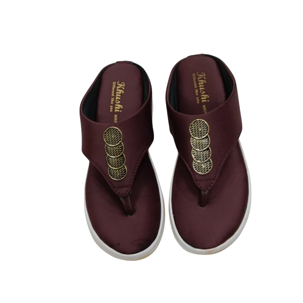 Gurukrupa Enterprise | Fabulous Button Design Sandal | Casual Designer Sandal | Trendy Comfortable & Lightweight | Flip Flops | Fashion Slider | Modern Stylish Footwear for Women & Girls - Wine (B0CKZ9DCF7) Amazon Price History, Amazon Price Tracker