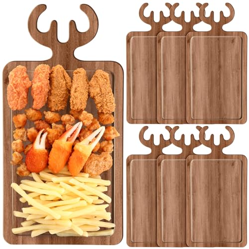 6 Pcs Christmas Appetizer Platter 12 Inch Cutting Board Acacia Se...