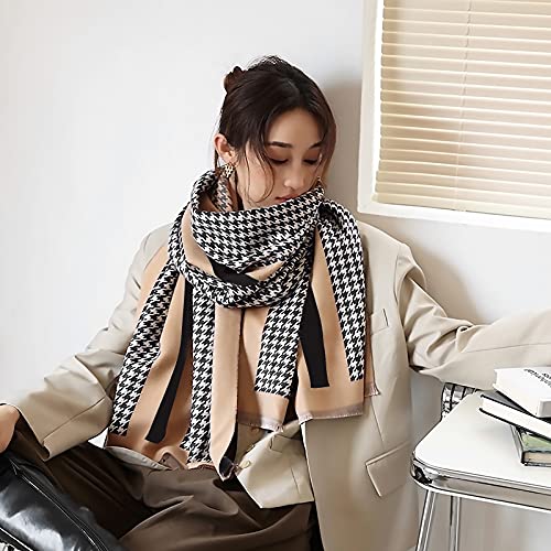 Winter Cashmere Scarf Shawl For Women Classic Houndstooth Pashmina Scarves With Tassel Warm Soft Long Thickened Wrap2