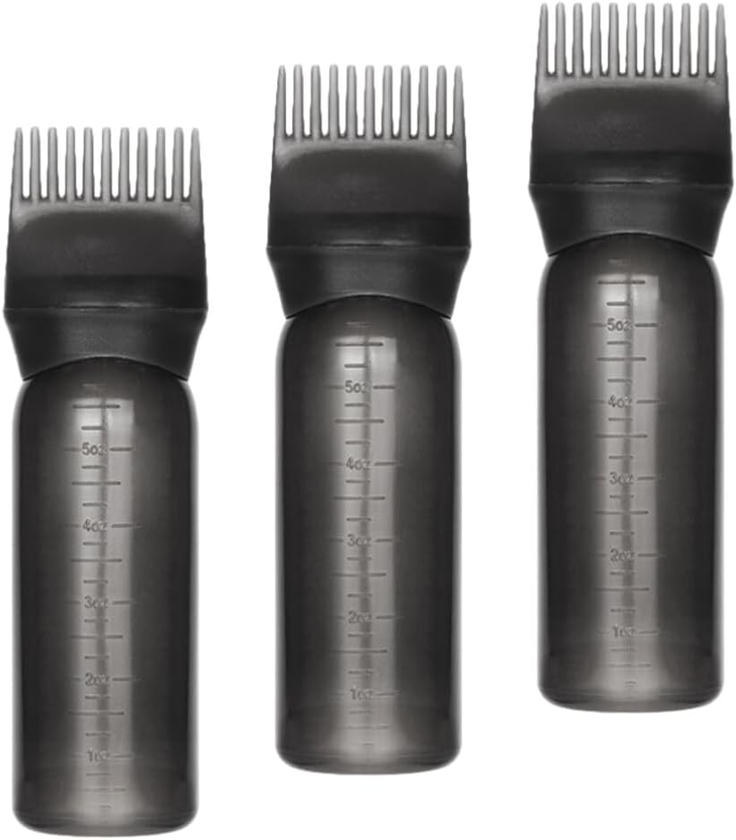 Ipetboom 3pcs Root Comb Applicator Bottle Brush with Graduated Scale Hair Oil Applicator Bottle Hair Dye for Coloring Dye