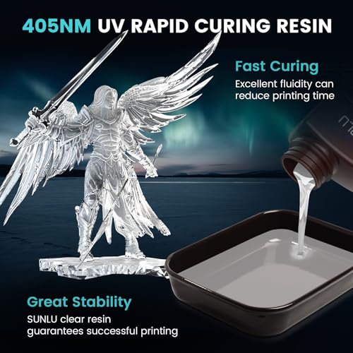 Image of SUNLU High Clear 3D Printer Resin, High Transparency 3D Printing Resin, Resist Yellowing Clear Resin, 405nm UV Curing 3D Printing Photopolymer Resin, Suitable for LCD /DLP /SLA 3D Resin Printer, 2000g