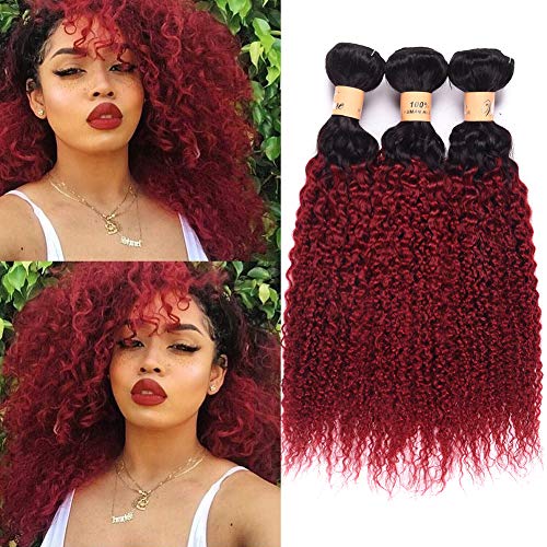 Top Hair 8a Human Hair Peruvian Ombre Curly Hair 3pcs 14"16"18" 100g/Bundle Red Curly Peruvian Virgin Curly Hair