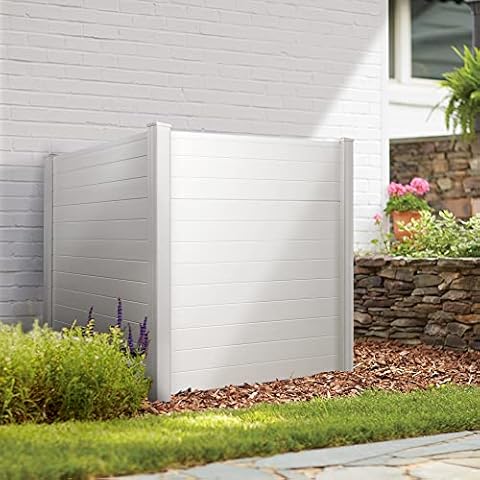 Elevens 48" W X 48" H Privacy Screen Outdoor Privacy Fence Panels for Air Conditioner and Trash Can, Vinyl Privacy Fence, Privacy Screen Kit (2 Panels-White) (A-YP01001-VC-USAM026) Cover