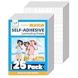 T&W SAME FILM 25 Pack Self Adhesive Laminating Sheets, 4mil, 9 x 12 Inch Laminator Sheets, Self Sealing Laminating Sheets for Laminator, Round Corner, No Heat, No Machine Needed-Waterproof