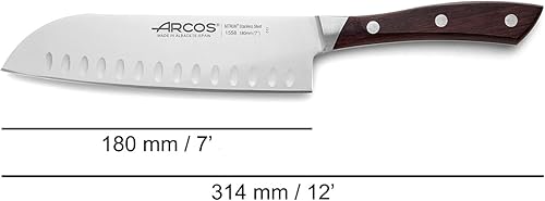 Miniatura 2 de ARCOS Cuchillo Santoku forjado de acero inoxidable de 7 pulgadas, hoja de 7.087 in. Cuchillo de cocina profesional. Mango ergonómico de