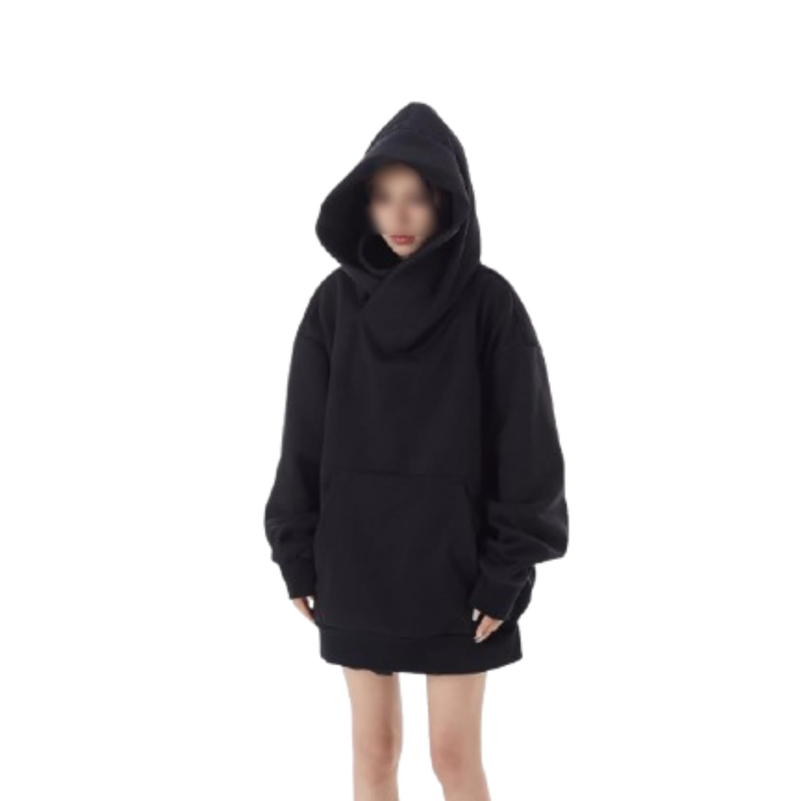 Men's Pullover Hoodie Solid Color Ninja Style Hoodie Thickened