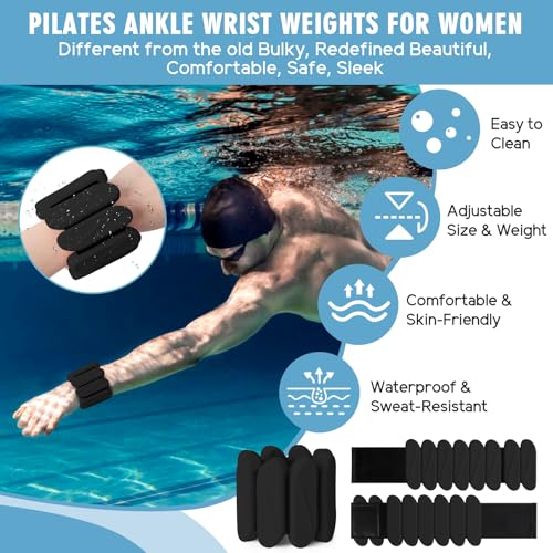 Image of Wrist Weights, 2Pack Wearable Wrist Ankle Weights for Women and Men, Adjustable Silicone Arm and Leg Wrist Bracelets for Walking, Yoga, Pilates and Gym, 2lb